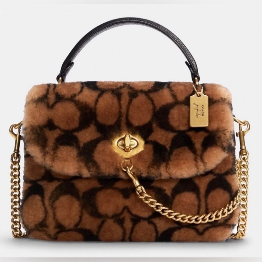 Jennifer Lopez Coach Brown and Black Shearling Bag